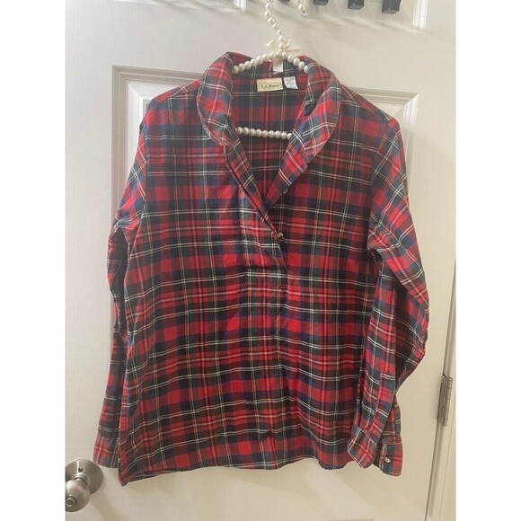 USA LL Bean Plaid  Red Traditional Women’s SHIRT TUNIC 1/4 BUTTONS UP SIZE 8 - Picture 1 of 10